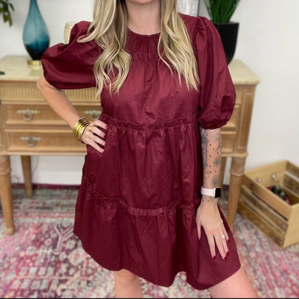 Maroon boutique ruffle dress